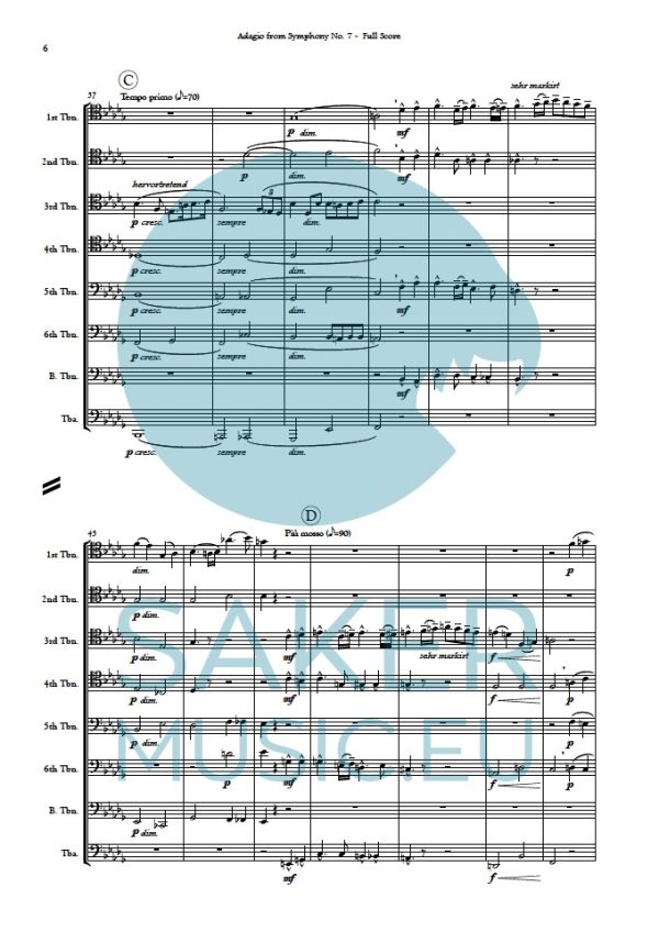 Anton Bruckner: Adagio from Symphony No.7 excerpt for trombone ensemble . Sheet music product sample image 1