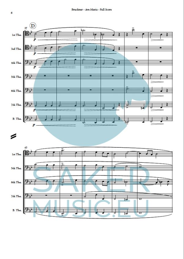 Anton Bruckner: Ave Maria for trombone ensemble. Sheet music product sample image 2