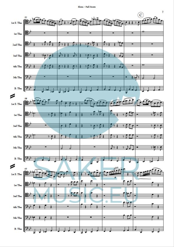 J.J. Johnson: Elora for trombone ensemble. Sheet music product sample 2