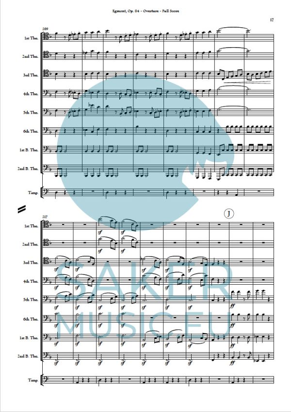 Ludwig van Beethoven: Egmont Op. 84 Overture for trombone ensemble. Sheet music product sample image 2.