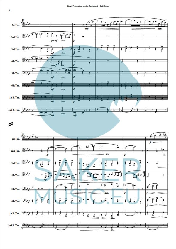 Richard Wagner: Elsa's Procession to the Cathedral from Lohengrin for trombone ensemble sheet music product sample image 1