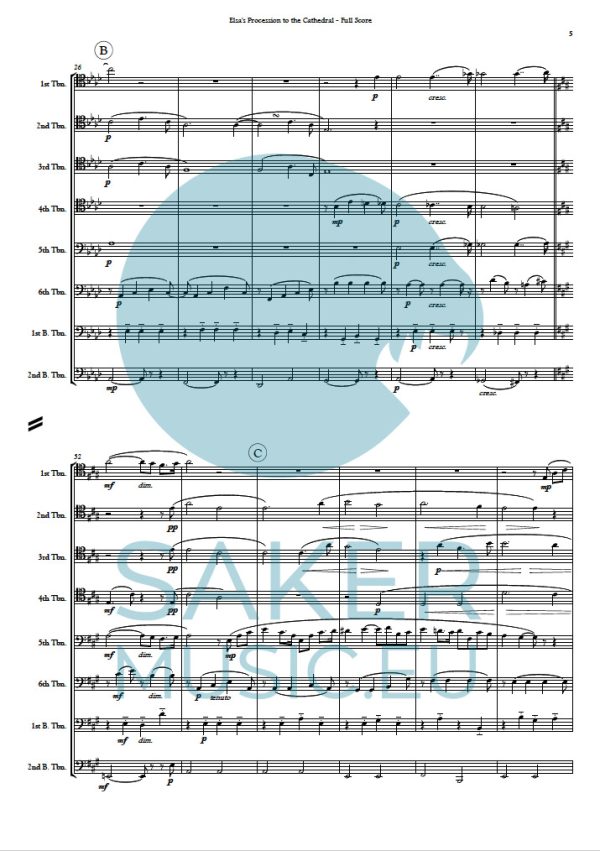 Richard Wagner: Elsa's Procession to the Cathedral from Lohengrin for trombone ensemble sheet music product sample image 2