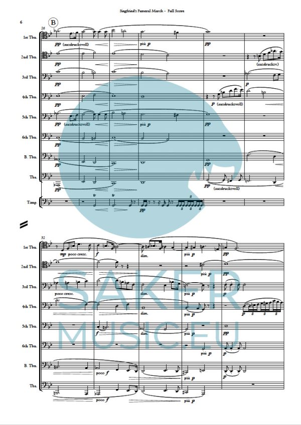 Richard Wagner: Siegfried's Funeral March from The Twilight of the Gods (götterdämmerung) for trombone ensemble sheet music product sample page 2