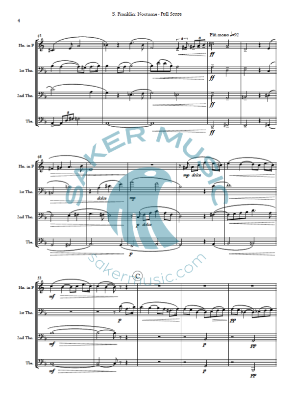 Steven Franklin: Nocturne_for_brass_quartet sheet music sample image 2