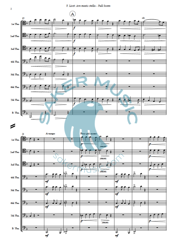 Franz Liszt Ave maris stella sheet music trombone ensemble 1