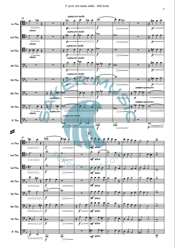 Franz Liszt Ave maris stella sheet music trombone ensemble 2