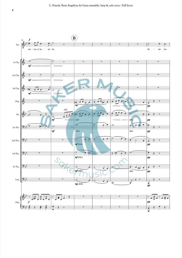 Cesar Franck: Panis angelicus, arranged by Adam David Gal sheet music for brass ensemble sample page