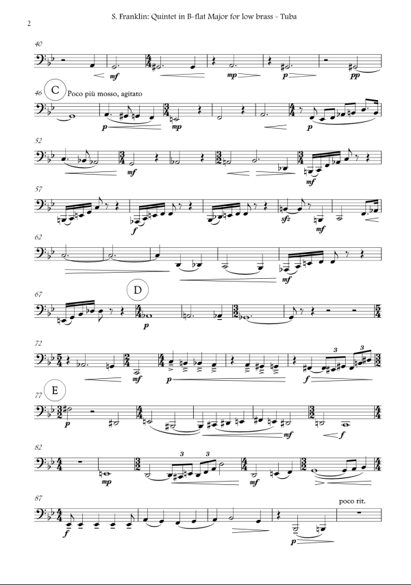 Steven Franklin Quintet in B flat major for low brass sheet music sample page 2 Steven Franklin: Quintet in B-flat Major for low brass