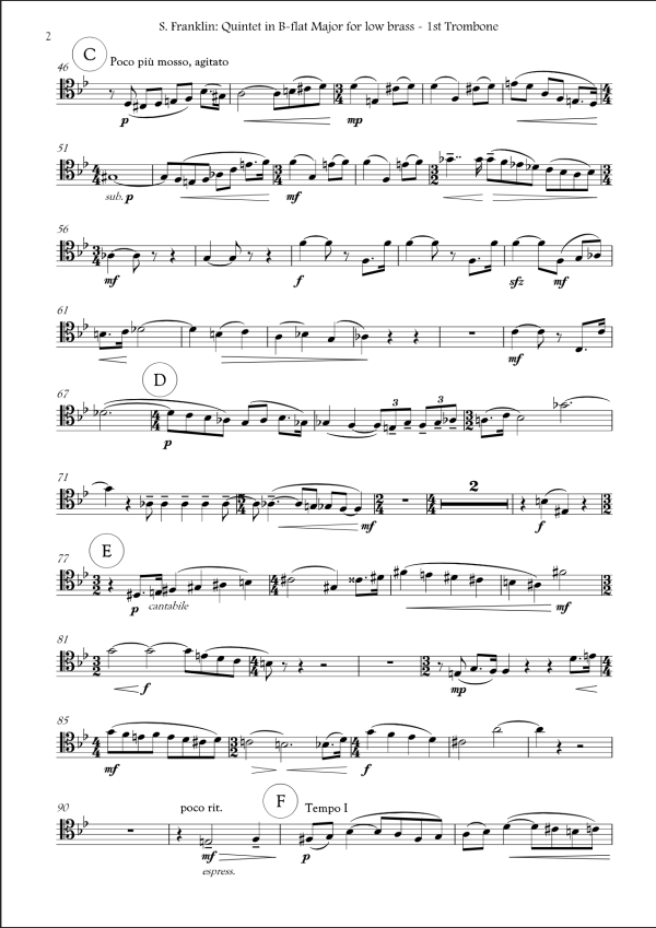 Steven Franklin Quintet in B flat major for low brass sheet music sample page 4 Steven Franklin Quintet in B flat major for low brass sheet music sample page