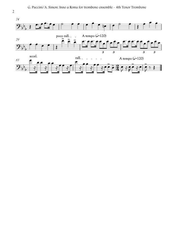 Giacomo Puccini Inno a Roma for trombone ensemble 2 Giacomo Puccini Inno a Roma for trombone ensemble