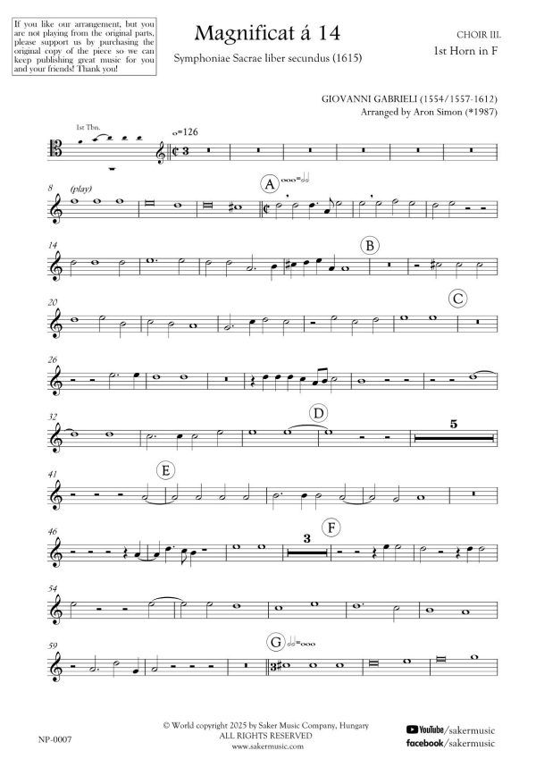 Giovanni Gabrieli magnificat a 14 Symphoniae Sacre libersecundus sheet music for brass ensemble