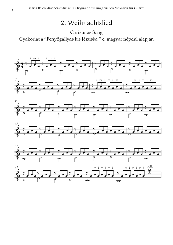 Maria Beicht-Kadocsa Pieces for beginners with Hungarian melodies for guitar sample page Maria Beicht-Kadocsa: Pieces for beginners with Hungarian melodies for guitar