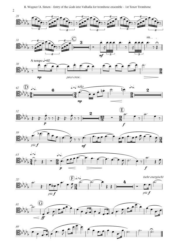 Richard Wagner Entry of the Gods into Valhalla from Das Rheingold tenor trombone 2 Richard Wagner Entry of the Gods into Valhalla from Das Rheingold trombone ensemble