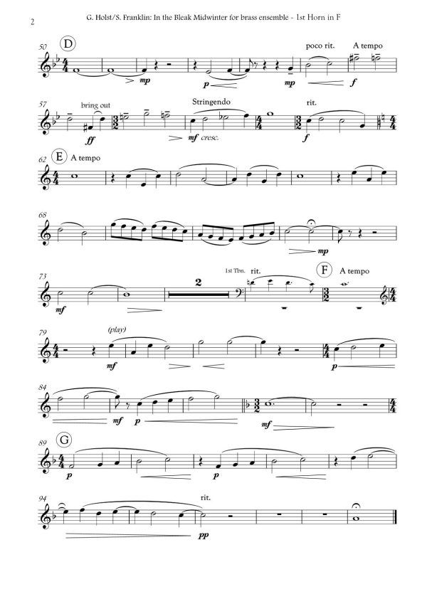 Steven Franklin / Gustav Holst: In the Bleak Midwinter for brass ensemble